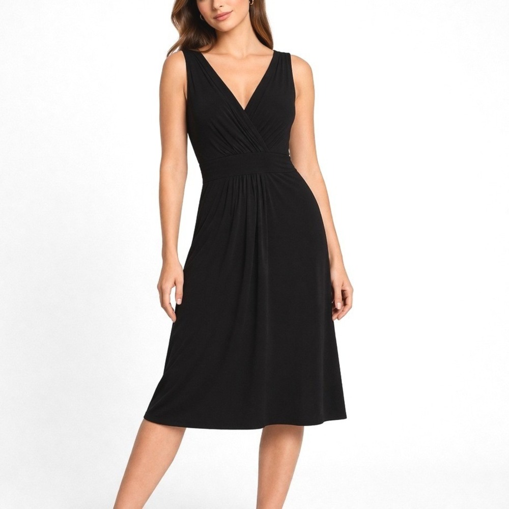 Elie Tahari Womens Black V-Neck Sleeveless Empire Waist Jersey Dress XS